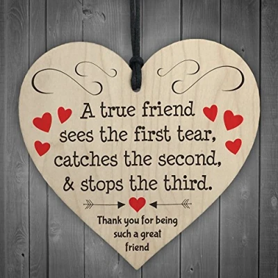 Image of RED OCEAN Thank You For Being A Great Friend Wooden Hanging Heart Plaque Friendship Gift
