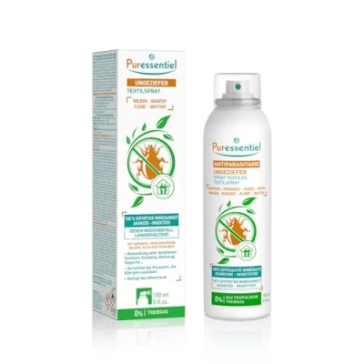 Image of Puressentiel Fleas, Bugs &amp; Moths Treatment Spray 150ml Effective on Dust Mites, Clothes Moths, Fleas Bed Scientifically Proven for all fabric types 100% Natural Prevents Reinfestation