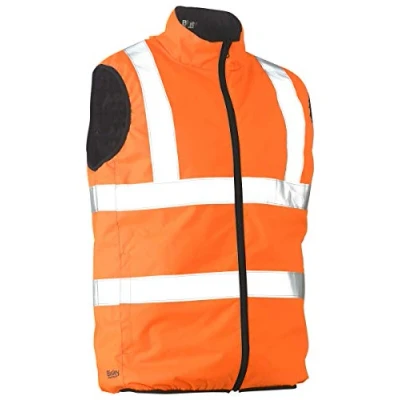 Image of Bisley Workwear UKV0330HT_BVEO Taped Hi Vis Reversible Puffer Vest 300D Orange, m