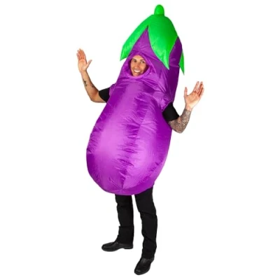 Image of Wicked Costumes Adult Funny Inflatable Aubergine Fancy Dress Costume