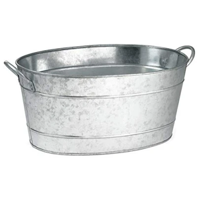 Image of Galvanised Steel Oval Beverage Tub 21ltr Party Tub, Drinks Pail, Beer Bottle Cooler