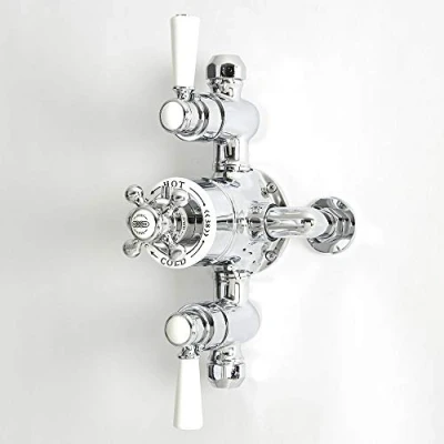 Image of Milano Elizabeth Traditional 2 Outlet Exposed Thermostatic Mixer Shower Valve Chrome White