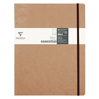 Image of Clairefontaine 79443C Age Bag Collection A My.Essential Tobacco Stitched Elasticated Notebook B5 19x25 cm 192 Numbered Pages DOT 90 g Ivory Paper Leather Grain Gloss Card Cover