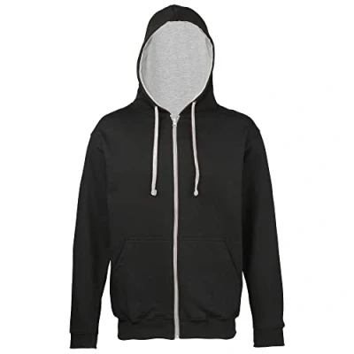 Image of AWDis Men&#039;s Varsity Zoodie Hoodie, Multicoloured (Jet Black/Heather Grey), XX Large
