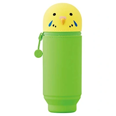 Image of LIHITLAB Kawaii Japanese Bird Large Stand Up Pencil Case for School Office College, Cute Supplies, Animal Pen Holder Pouch Girls, Artist Case, Parrot (A7714 9)