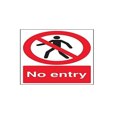 Image of V Safety No Entry Pedestrian Prohibition Sign Portrait 150mm x 200mm 2mm Rigid Plastic