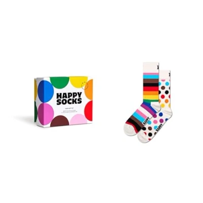 Image of Happy Socks Pride GIFT Unisex 2 PACK Socks, Size: 4 7, White