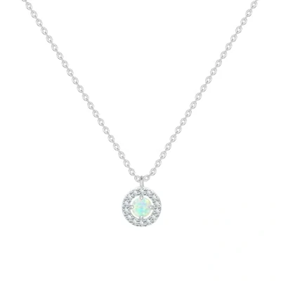 Image of KristLand Silver Opal Necklaces 925 Sterling Gold Plated Women Necklace Pendant with Sparkly Cubic Zirconia Birthday Gifts for Ladies Girl