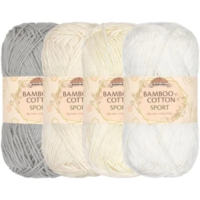 Image of JubileeYarn Bamboo Cotton Sport 4 Ply Yarn 50g/Skein Shades of White Skeins