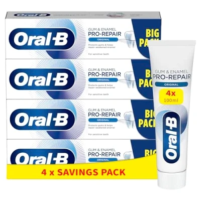 Image of Oral B Gum &amp; Enamel Pro Repair Original Toothpaste 400 ml (100 x 4), Shipped in Eco Friendly Recycled Carton