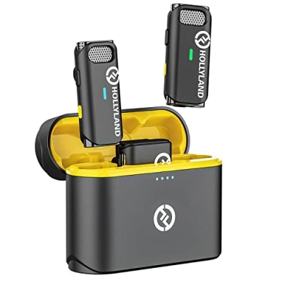Image of Hollyland Lark M1 Wireless Lavalier Microphone with Noise Cancellation, 656ft Transmission, 8H Battery Life, Compact Lapel System for DSLR Cameras, iPhones, Androids, Streaming