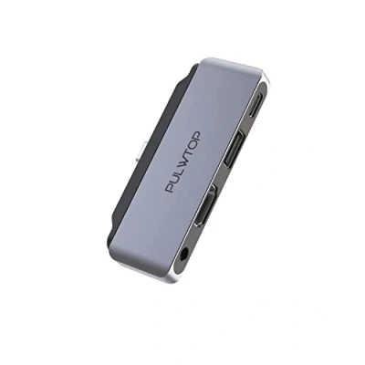 Image of PULWTOP USB C Hub,Type Adapter Compatible with iPad Pro 2020 2019 2018, MacBook Air 4 in 1 Hub Type/USB to HDMI 4K@60Hz, 2.0 Ports, 3.5mm Audio, PD 60W