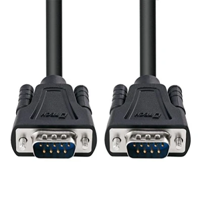 Image of DTech 15ft DB9 Serial Cable COM Port Male to RS232 Straight Through 9 Pin Data Cord