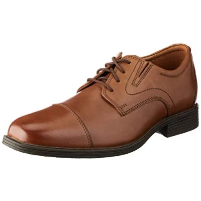 Image of Clarks Men&#039;s Whiddon Cap Oxford, Dark Tan Leather, 11 UK