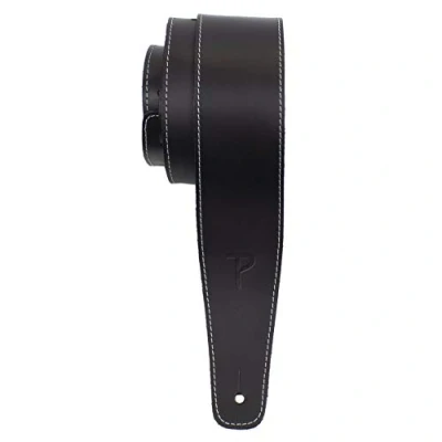 Image of Perri’s Leathers Ltd. Guitar Strap Baseball Leather (Series) Black Adjustable For Acoustic/Bass/Electric Guitars Made in Canada (SP25S 7048)