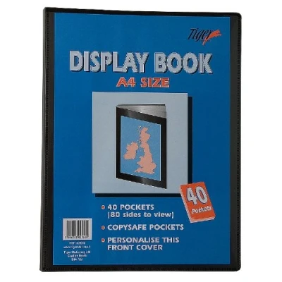 Image of Tiger A4 Black Presentation Display Book With 40 Pockets (80 Views)
