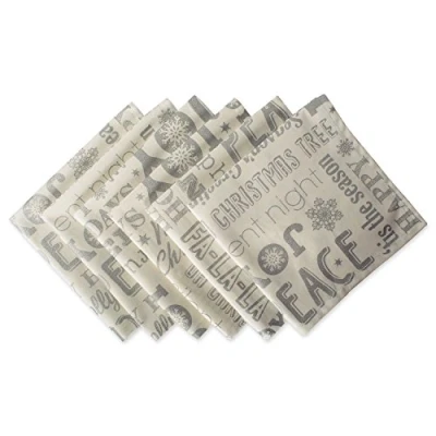 Image of DII Metallic Fabric Kitchen Décor, Cotton, Christmas Collage Silver, 20&quot; x (Set of 6)