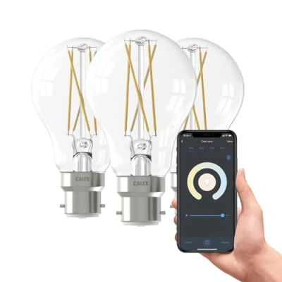 Image of CALEX Smart Filament Bulb B22, 3 Pack, WiFi LED Bulb, Warm White Light, Clear, App and Works with Amazon Alexa Google Home, 7W