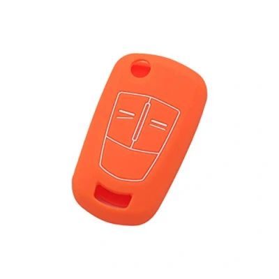Image of BROVACS Silicone Cover Protector Case Holder Skin Jacket Compatible with VAUXHALL OPEL 2 Button Flip Remote Key Fob CV2620 Orange