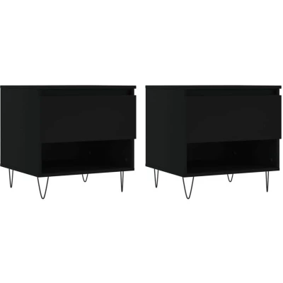 Image of vidaXL Coffee Tables 2 pcs Black 50x46x50 cm Engineered Wood