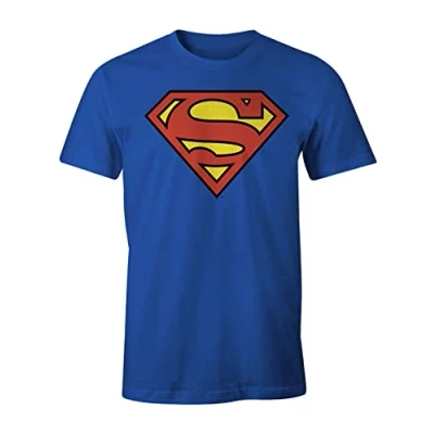 Image of Superman Men&#039;s Logo Classique T Shirt, Bleu (Cobalt), XX Large