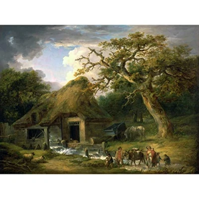Image of Morland The Old Water Mill Landscape Painting Large Print Poster Wall Art Decor Picture
