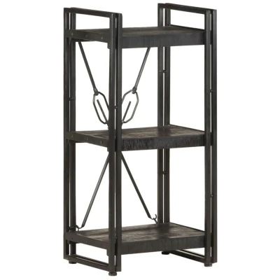 Image of vidaXL 3 Tier Bookcase Black 40x30x80 cm Solid Mango Wood
