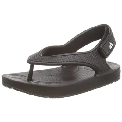 Image of Fitflop Boy&#039;s Unisex iQUSHION Kids Toddler Ergonomic B/Strap FLIP Flops, Black, 10 UK Child