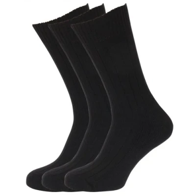 Image of Mens Wool Blend Socks With Padded Sole (Pack Of 3) (UK Shoe 6 11, EUR 39 45) (Black)
