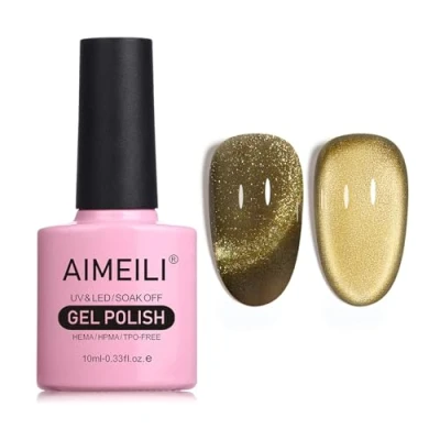 Image of AIMEILI Magnetic Gel Nail Polish Cat Magnet Eye Polish, UV LED Soak Off Glitter Varnish Art Manicure Pedicure, Long Lasting &amp; Easy to Apply 10ml 750