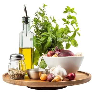 Image of Tablecraft Acacia Wood Lazy Susan for Dining Table, Commercial Grade Server Restaurant Professional Foodservice, Countertop or Buffet Line, Entrees, Appetizers, Desserts, Condiments, 15&quot;