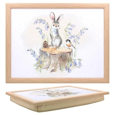 Image of The Leonardo Collection Paper Shed Design Hare &amp; Bird Laptray With Bean Bag for Serving Dishes Lovely Lap Trays Eating on Dinner or Breatfast Newly Designed Food