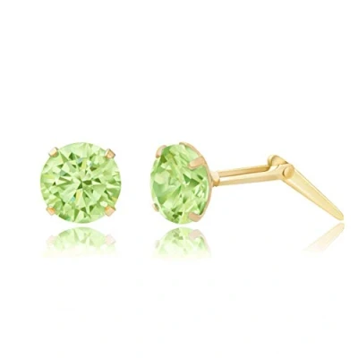 Image of 9ct yellow gold 5mm round peridot crystal Andralok stud earrings/Gift box