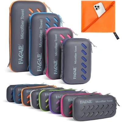 Image of BAGAIL Microfibre Travel Towel, Perfect Camping Swimming Towel and Beach Quick Dry Super Absorbent Ultra Compact, Great for Sports, Gym, Yoga Backpacking