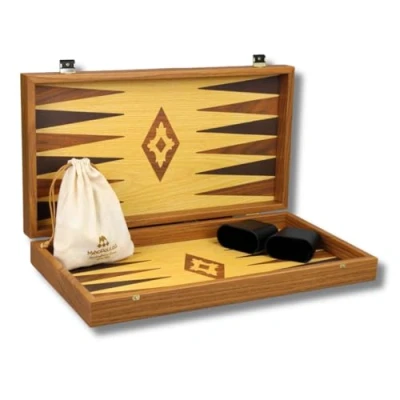 Image of Manopoulos Oak &amp; Walnut Backgammon Set 20 Inch