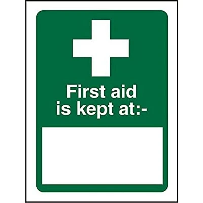 Image of Seco First Aid is Kept at Location Sign, 200mm x 300mm 1mm Semi Rigid Plastic