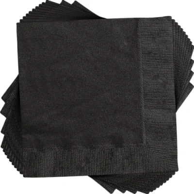 Image of Midnight Black Paper Beverage Napkins (12cm) 20 Count Perfect for Parties and Celebrations