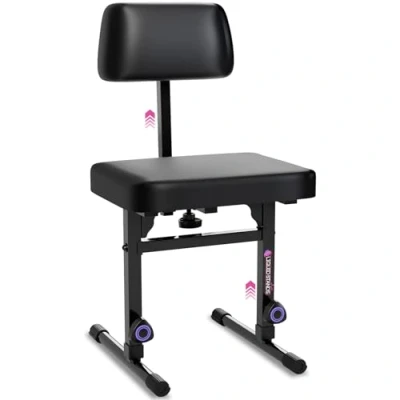Image of Liquid Stands Piano Bench Adjustable Stool Music Keyboard with Backrest Seat for Stand Black Padded Cushion Musicians Chair