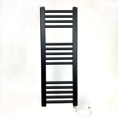 Image of Greened House 300w x 800h Black Electric Straight Heated Towel Rail Bathroom Radiator