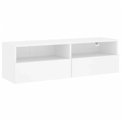 Image of vidaXL White TV Wall Cabinet Mounted Entertainment Unit Engineered Wood Media Storage 100x30x30 cm Modern Living Room Furniture