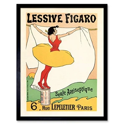 Image of Wee Blue Coo Figaro Washing Powder Soap Paris France Art Print Framed Poster Wall Decor 12x16 inch