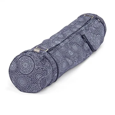 Image of Bodhi Maharaja 80 Cotton Yoga Mat Bag, Dark Blue / Mandala, 2 Pockets, Adjustable Strap