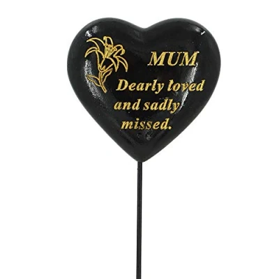 Image of Special Mum Black &amp; Gold Lily Flower Memorial Tribute Stick Graveside Plaque