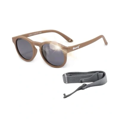 Image of Maesy Baby Sunglasses Bowi 1 3 Years Flexible Bendable Adjustable Elastic Band Polarised UV400 Protection Boys and Girls Round (Brown)