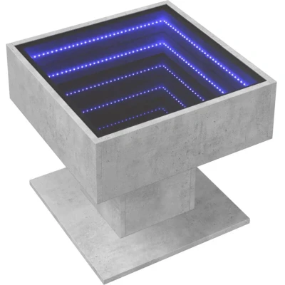 Image of vidaXL Coffee Table with LED Concrete Grey 50x50x45 cm Engineered Wood