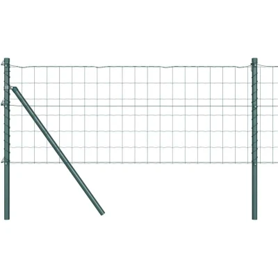 Image of vidaXL Euro Fence with 13 Posts 0.4x25 m Galvanised Steel Green