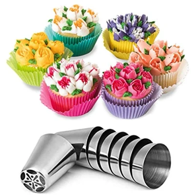 Image of WOWDECOR Russian Piping Tips Set, 24pcs Cake Cupcake Decorating Supplies Kit, Icing Nozzles Flowers Shaped, Frosting Bags and Baking (12pcs Tips)