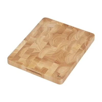 Image of Tala End Grain Rectangular Chopping Board with Integrated Handles, Premium Food Grade Hevea Wood, Ideal for Chopping, Slicing, Preparation and Serving All Foods, Measures 37x30x3cm