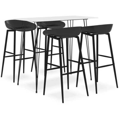 Image of vidaXL 5 Piece Bar Set White and Black