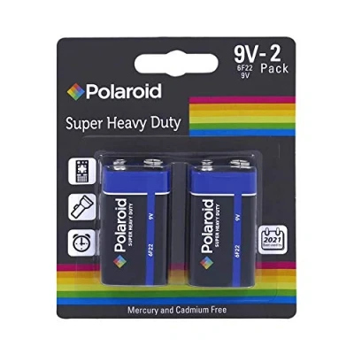 Image of 2 x Polaroid PP3/6F22, 9v Heavy Duty Mercury Free Batteries